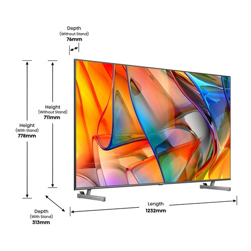 Televisión 139,7 cm (55") MINI LED HISENSE 55U6KQ 4K, HDR10+, SMART TV, WIFI, BLUETOOTH, TDT HD, USB reproductor, 3HDMI, 60HZ.