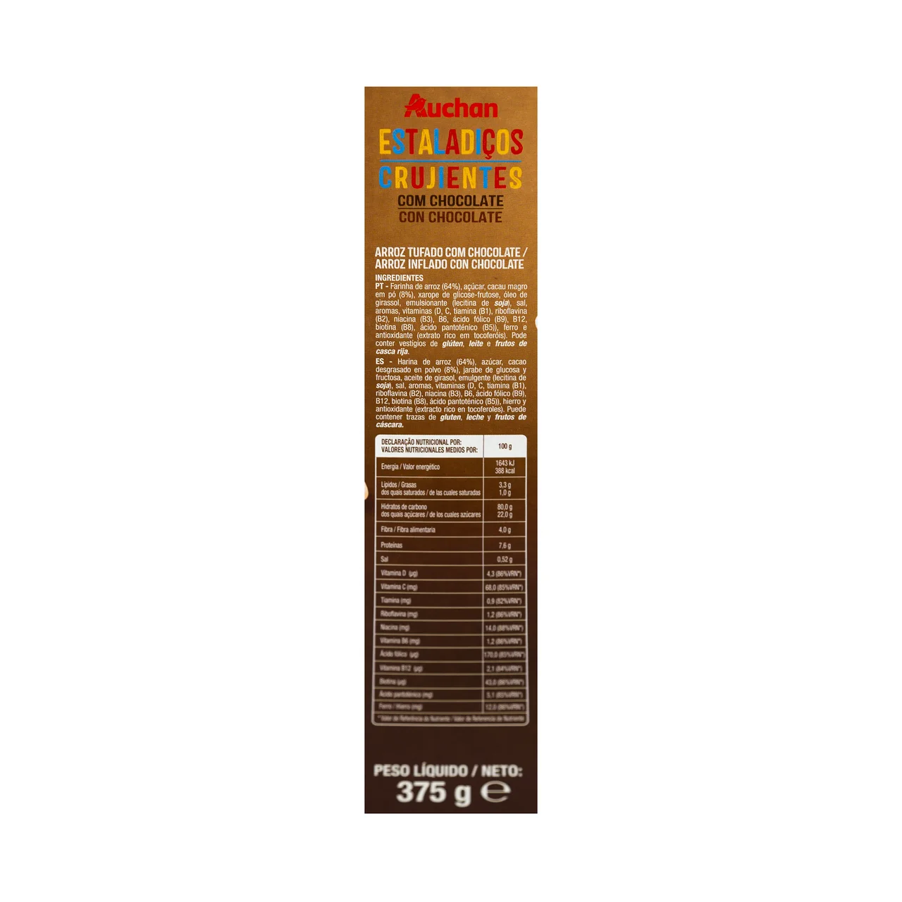 PRODUCTO ALCAMPO Arroz inflado crujiente con chocolate 375 g.