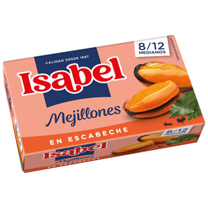 Imagen de ISABEL Mejillones en escabeche 8/12 piezas lata de 69 g.