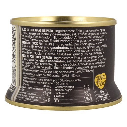 MALVASIA Foie gras de pato Bloc 130 g.