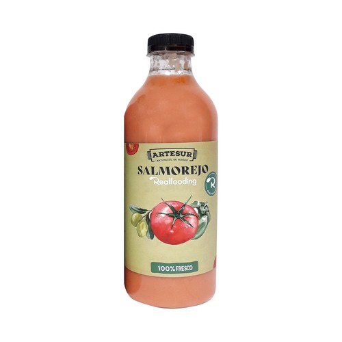 REALFOODING Salmorejo fresco elaborado con AOVE y hortalizas 100% frescas REALFOODING 1 L.