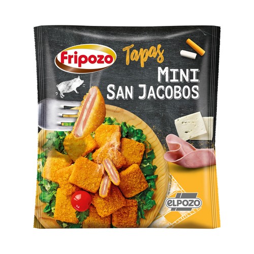Jamón York y queso empanados (San Jacobos) y ultracongelados FRIPOZO Tapas 160 g.