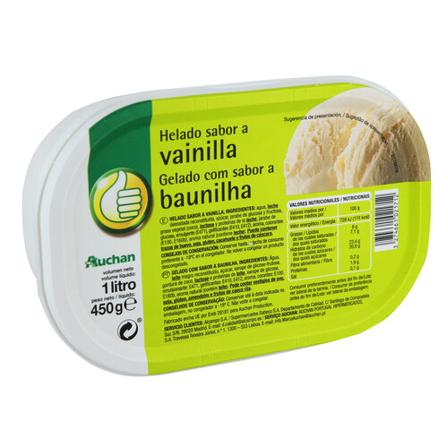PRODUCTO ECONÓMICO ALCAMPO Tarrina de helado sabor a vainilla PRODUCTO ECONÓMICO ALCAMPO 1 l.