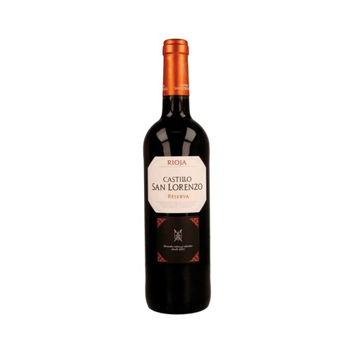 Vino tinto reserva con denominación de origen Rioja CASTILLO SAN LORENZO botella de 75 cl.