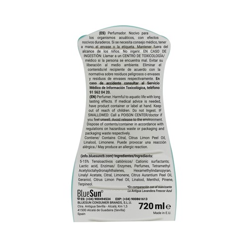 LA ANTIGUA LAVANDERA Perfumador olor colonia 36 CC 720ml.