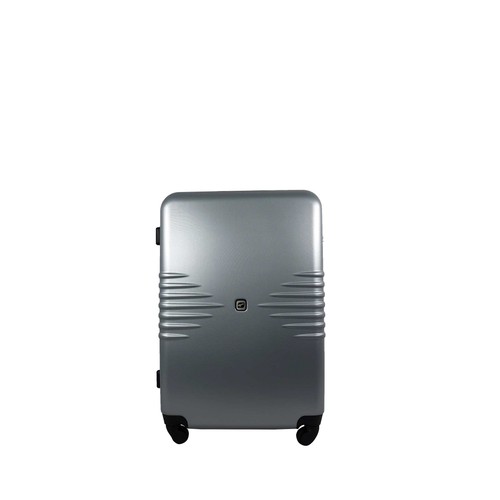 Maleta grande rígida de color gris de 70 cm. tipo trolley con 4 ruedas y cierre por código, AIRPORT ALCAMPO.