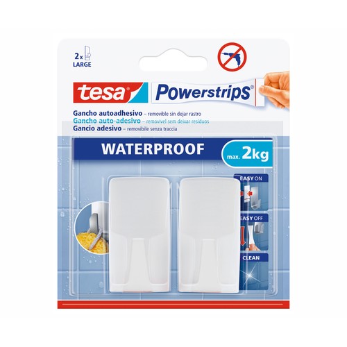 Colgador de baño en color blanco, 2 unidades TESA.