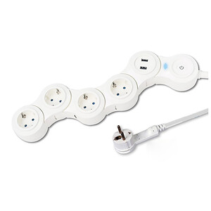 Regleta inteligente WiFi con 4 enchufes y 2 puertos Usb, longitud cable 1,5m, EUROBRIC 2000.