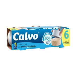 CALVO Atún claro aceite vegetal lata pack de 6 uds y 52 g.