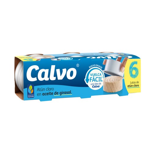 CALVO Atún claro aceite vegetal lata pack de 6 uds y  52 g.