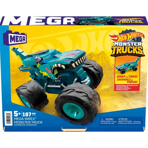 MEGA Construx HOT WHEELS Monster Trucks MEGA-Wrex Coche de bloques de construcción con figura de juguete (MATTEL HDJ95)