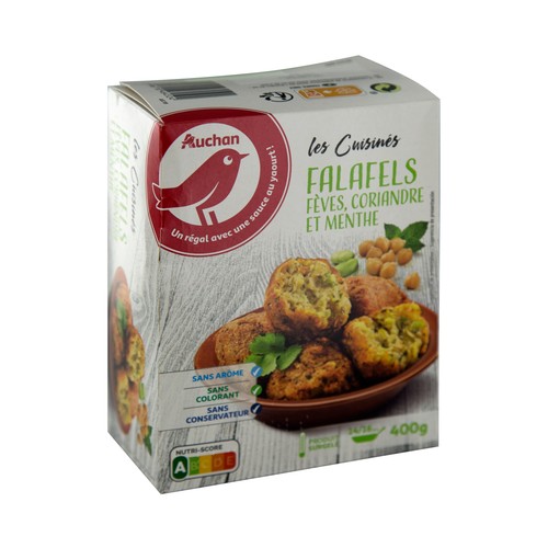 AUCHAN Preparado a base de garbanzos, habas, cilantro y menta 400 g. Producto Alcampo