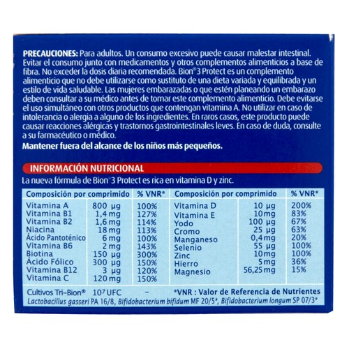 BION 3 Complemento alimenticio que ayuda a mantener las defensas naturales del organismo BION 3 Protect 30 uds.