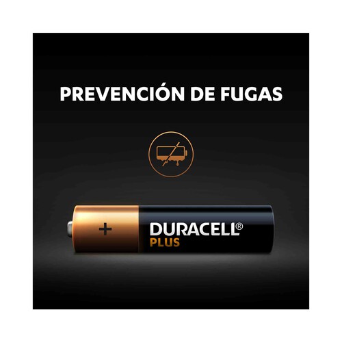 Pack de 10 pilas alcalinas AAA, LR03, 1,5V, DURACELL Plus.