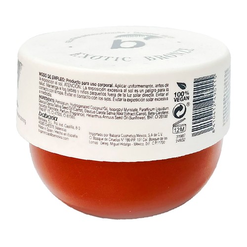 BABARIA Exotic bronze Acelerador de bronceado con textura gelatina y FPS 0 (bajo) 300 ml.