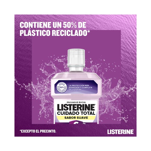 LISTERINE Enjuague bucal de uso diario y sabor menta suave LISTERINE Cuidado total 500 ml.