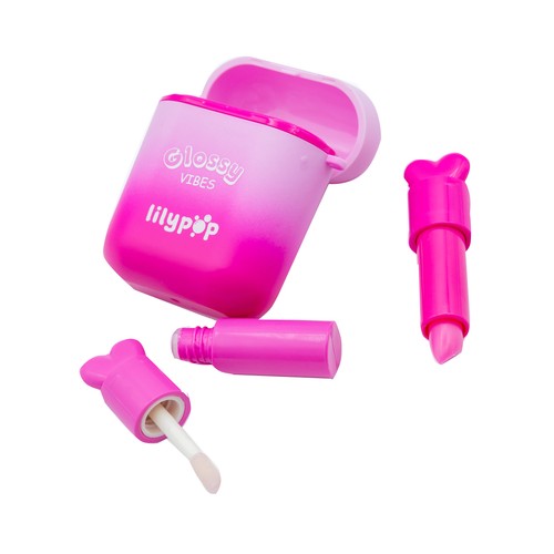 LILYPOP Brillo y bálsamo labial con forma de auriculares inalámbricos.