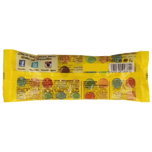 LACASITOS Grageas de colores con chocolate 65 g.