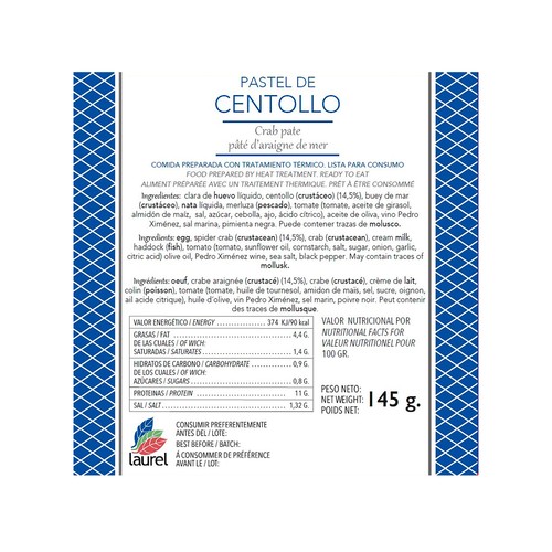 LAUREL Pastel de centollo 145 g.