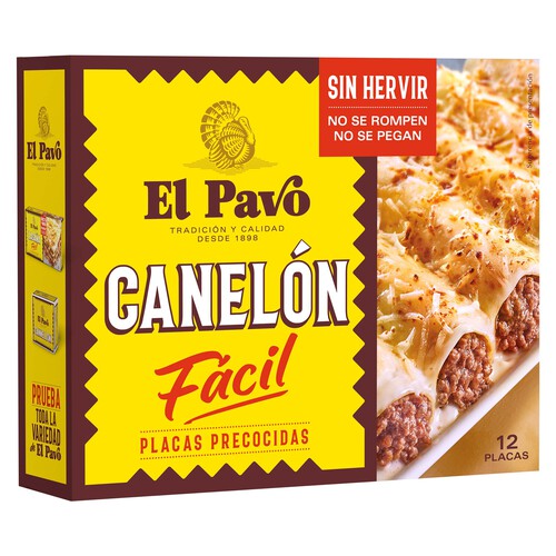 EL PAVO Pasta canelones , pasta alimenticia laminada precocida y desecada EL PAVO paquete 12 uds 80 g.