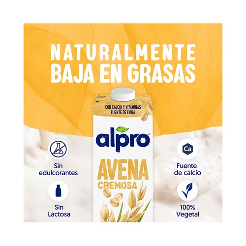 ALPRO Bebida de avena cremosa, 100% vegetal, sin azúcares añadidos 1 l.