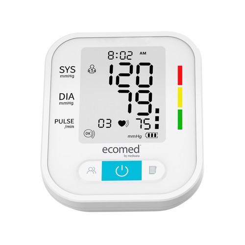 Tensiómetro de brazo ECOMED BU 95E, pantalla fácil lectura, indicador arritmias.