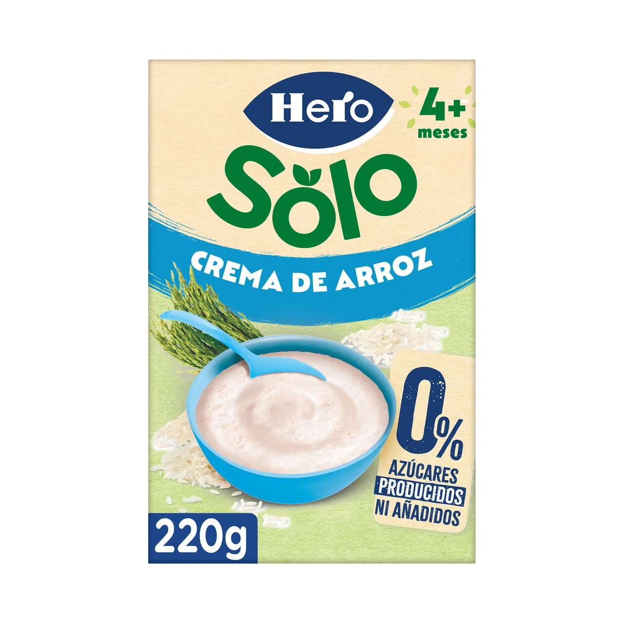 Solo Papilla de crema arroz sin gluten, a partir de 4 meses 220 g.
