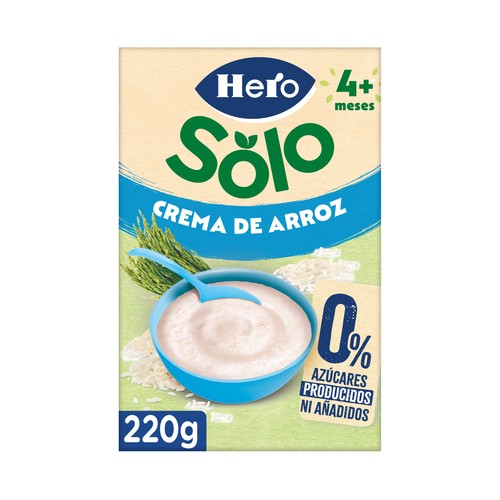 HERO Solo Papilla de crema arroz sin gluten, a partir de 4 meses 220 g.