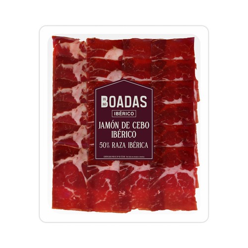 BOADAS Jamón de cebo ibérico (50% raza ibérica), cortado en tapas y envasado al vacio 1880 90 g.