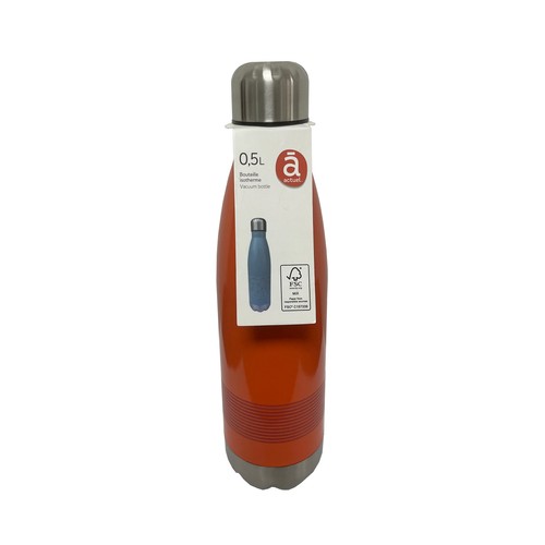 Botella termo de acero inoxidable estampada, 0,5 litros, ACTUEL.