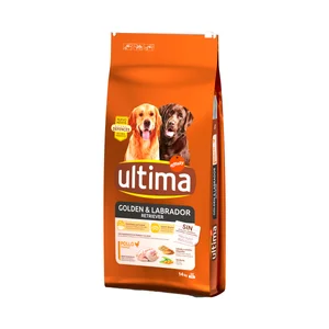 ULTIMA Comida para perros adultos seca a base de pollo, arroz y cereales integrales golden & labrador retriever Affinity 14 kg.
