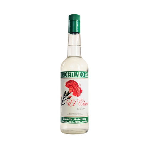 EL CLAVEL Anís destilado seco, cazalla auténtico EL CLAVEL botella de 70 cl.