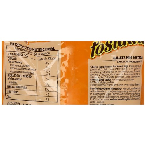 TEJEDOR Galletas mini tostadas 450 g.
