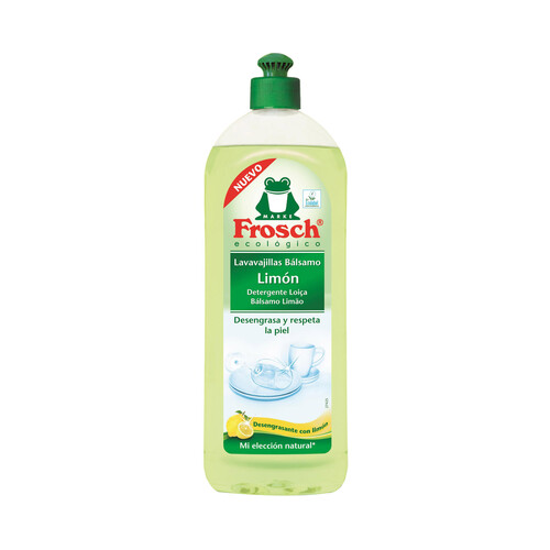 FROGGY Detergente lavavajillas a mano ecológico con aroma limón (desengrasa y respeta la piel) FROGGY 750 ml.
