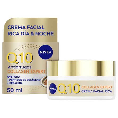 NIVEA Q10 Collagen expert Crema facial de día y noche con acción antiarrugas 50 ml. 