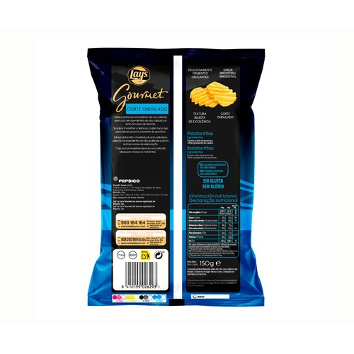 LAY'S Patatas fritas gourmet wavy sal 150 g.
