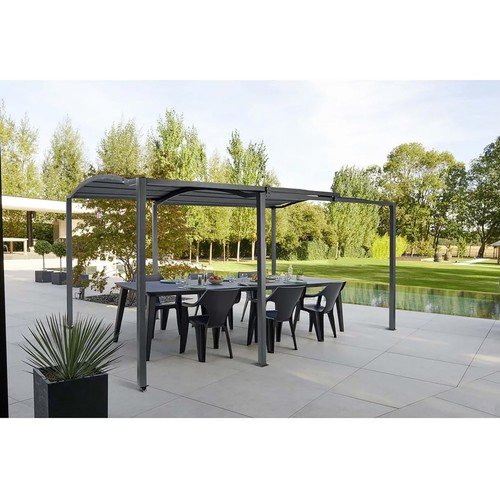 Cenador extensible, material acero y poliéster 2,95/5,70x3,03x2,33 m, GARDENSTAR.
