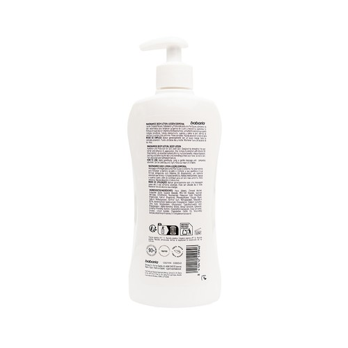 BABARIA Body milk con vitamina B3, para pieles sensibles y atópicas 500 ml.