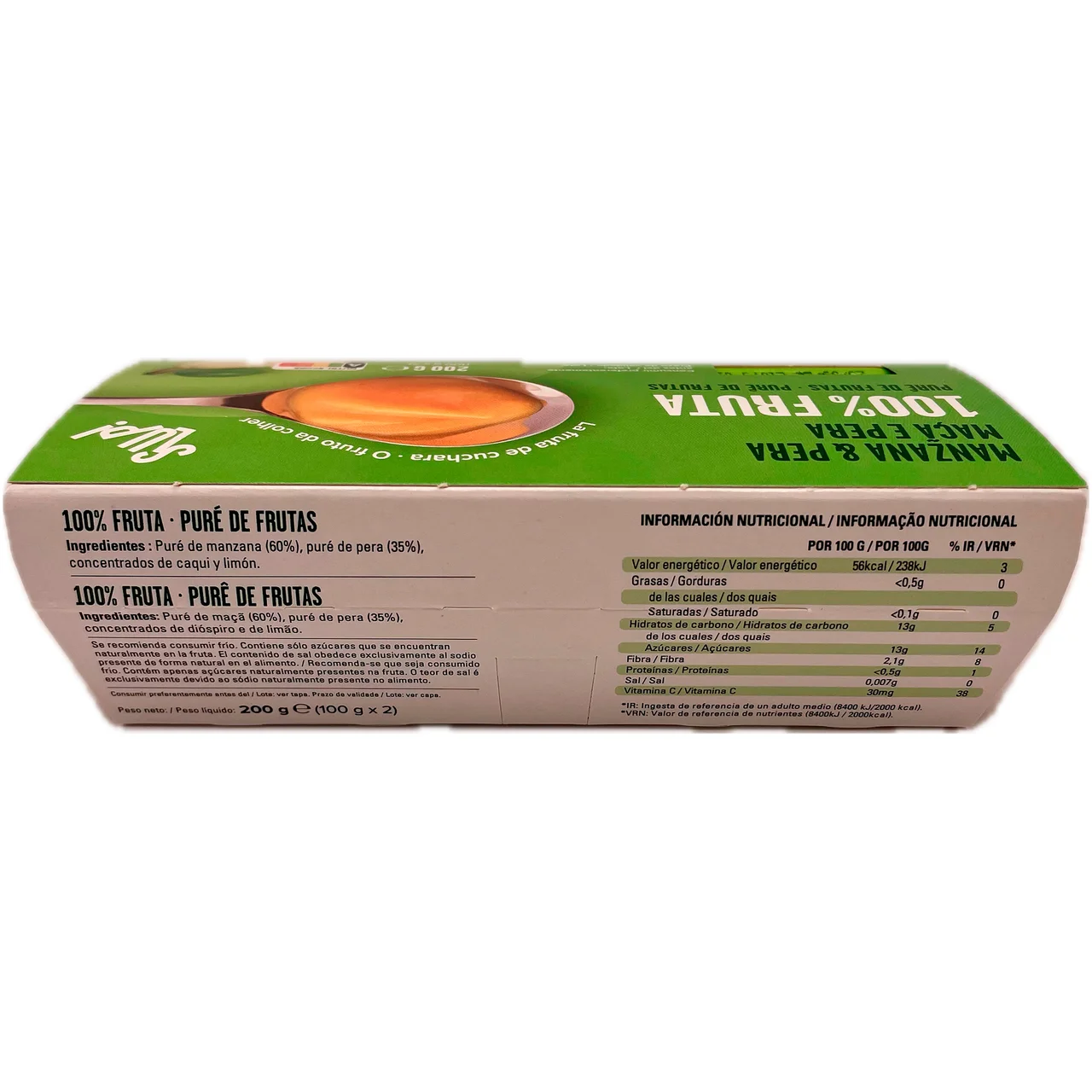 SLUP! Crema de fruta de manzana y pera 2 x 100 g.