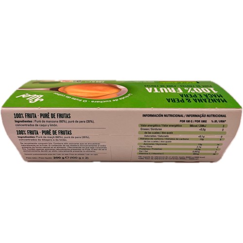 SLUP! Crema de fruta de manzana y pera 2 x 100 g.