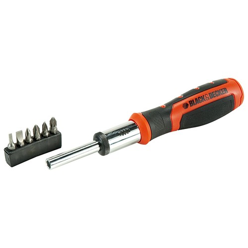 Destornillador de carraca con 6 puntas, BLACK + DECKER BDHT0-62129.