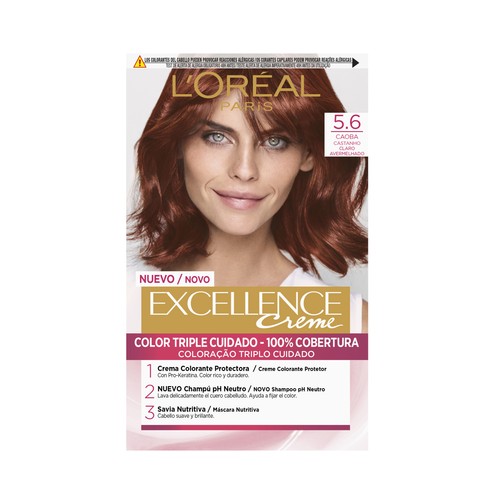 L´ORÉAL PARIS Tinte de pelo permanente tono 5.6 Caoba L´ORÉAL PARIS Excellence creme.