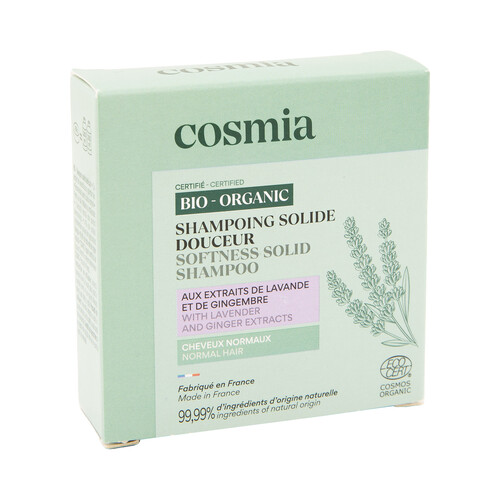 COSMIA Bio Champú sólido con acción suavizante, para cabellos normales 85 g.