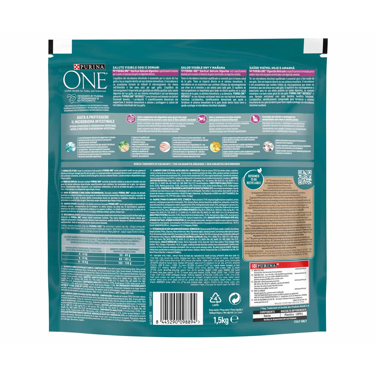 Pienso para gatos esterilizados propensos a digestiones sensibles, rico en salmón1,5 kg.