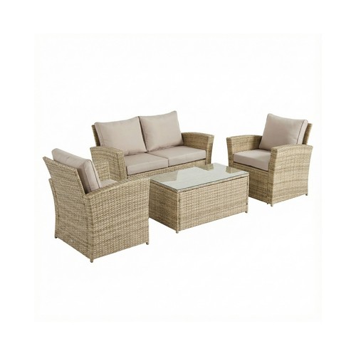Conjunto de 4 piezas de acero y ratán sintético, modelo Noruega, MOTIF INDOOR