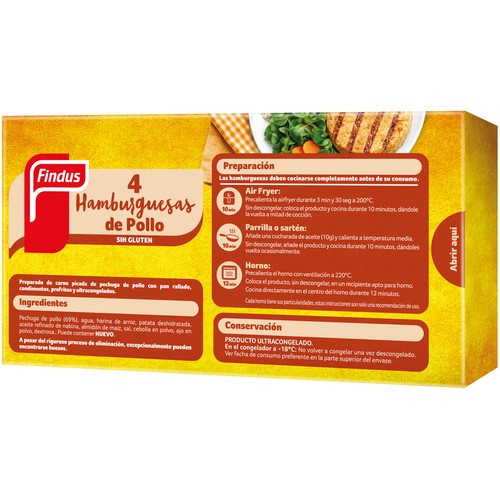 FINDUS Hamburguesas de pollo 240 g.