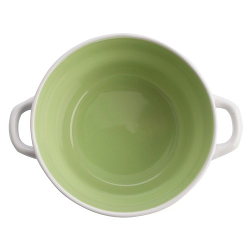 Bol de sopa de gres con capacidad de 0,5 litros de color blanco y verde, QUID