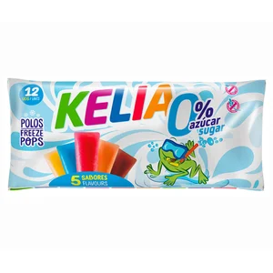 KELIA Bebidas refrescantes aromatizadas sin azúcar (golosinas para congelar con zumo de fruta) 12 uds. de 45 ml.