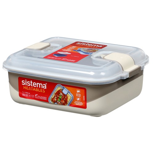 Recipiente 1L hermético rectangular, apto para microondas, modelos surtidos. SISTEMA