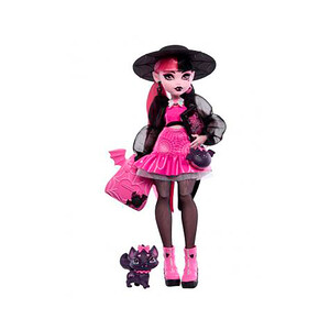 Imagen de MONSTER HIGH Draculaura Muñeca articulada con mascota y accesorios de moda, 25cm juguete +4 años